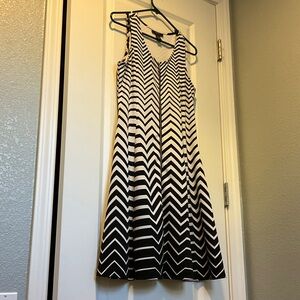 Alfani Black and White Chevron Midi Dress